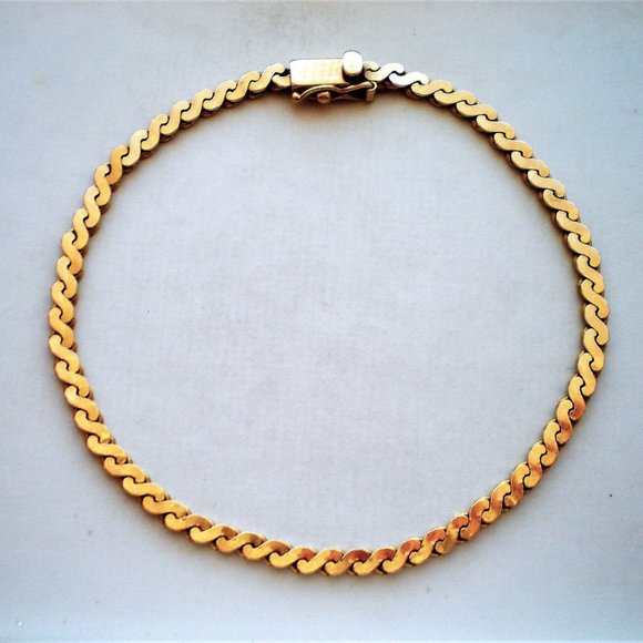 Vintage HEAVY European Italy Solid 14K Yellow Gold S Shape Design Bracelet - Picture 6 of 6
